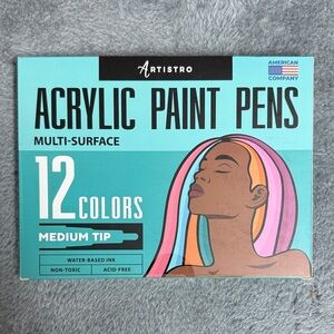 artis Acrylic Paint Pens - Multi-Surface, 12 Colors, Medium Tip